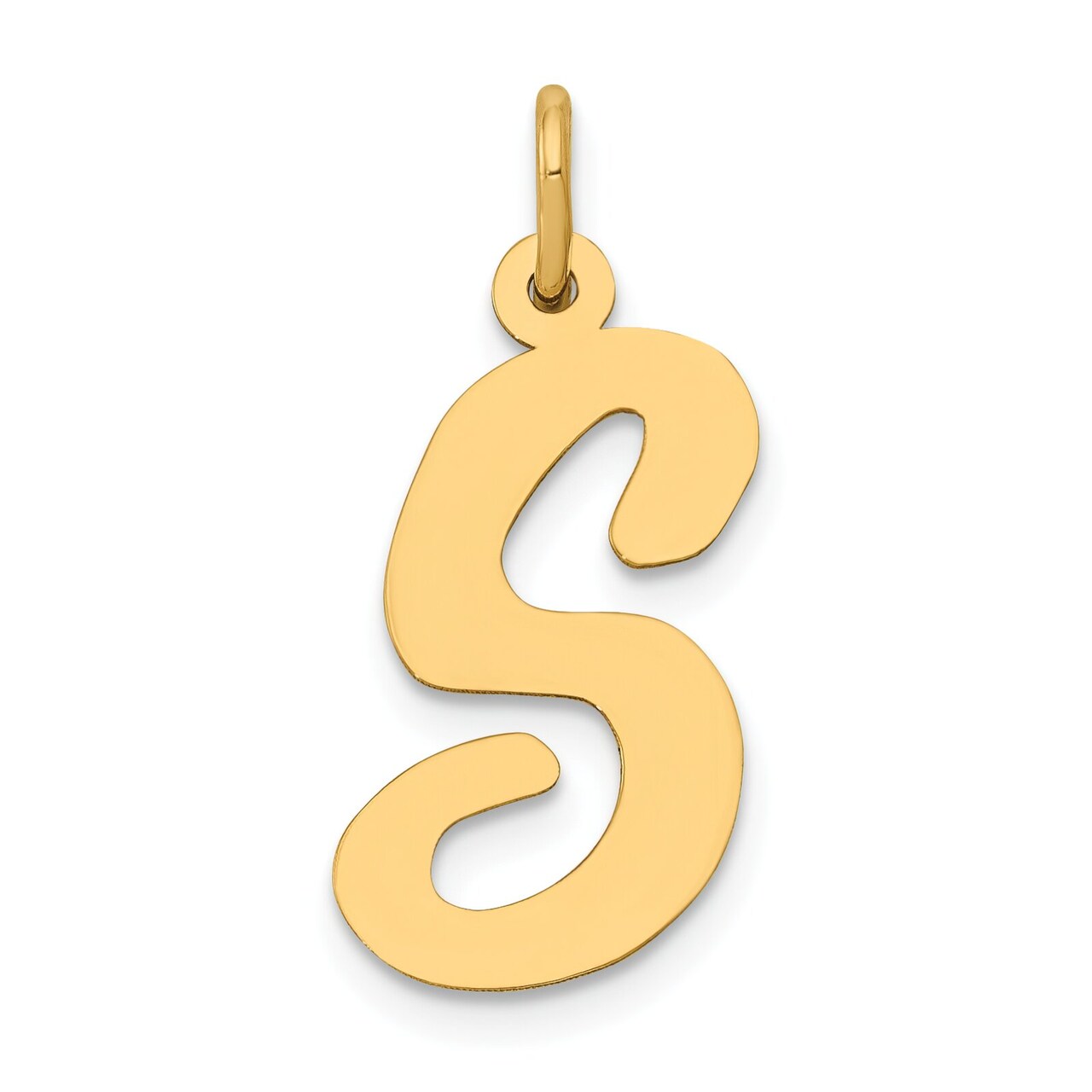 14K Yellow Gold Large Script Initial Letter S Charm Jewerly 22mm x 12mm